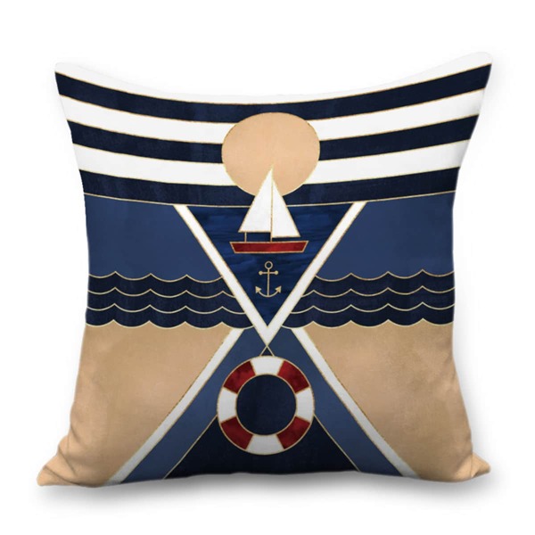 

Boat Print Cushion Cover Without Filler, Multicolor