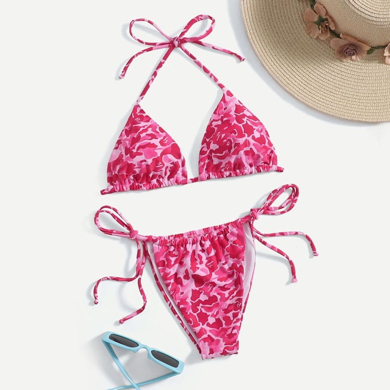

Graphic Triangle Bikini Swimsuit, Multicolor
