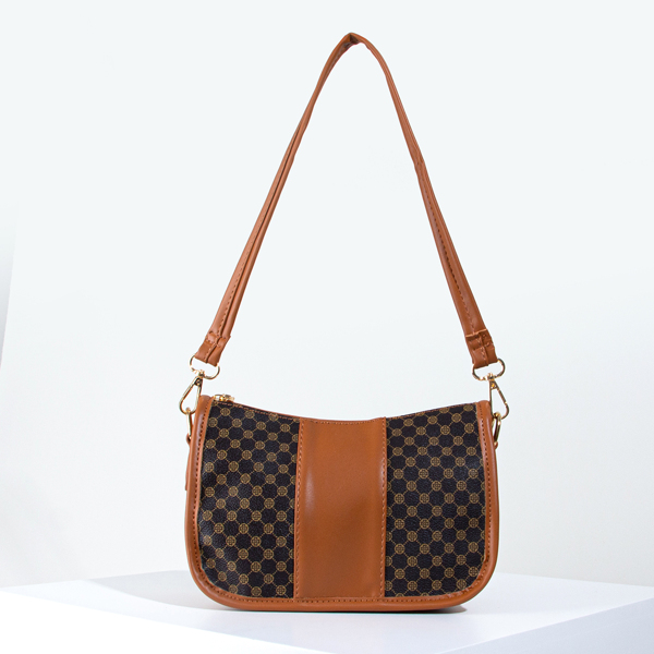 

Geometric Graphic Baguette Bag, Brown