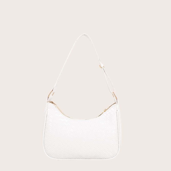 

Braided Design Shoulder Bag, White