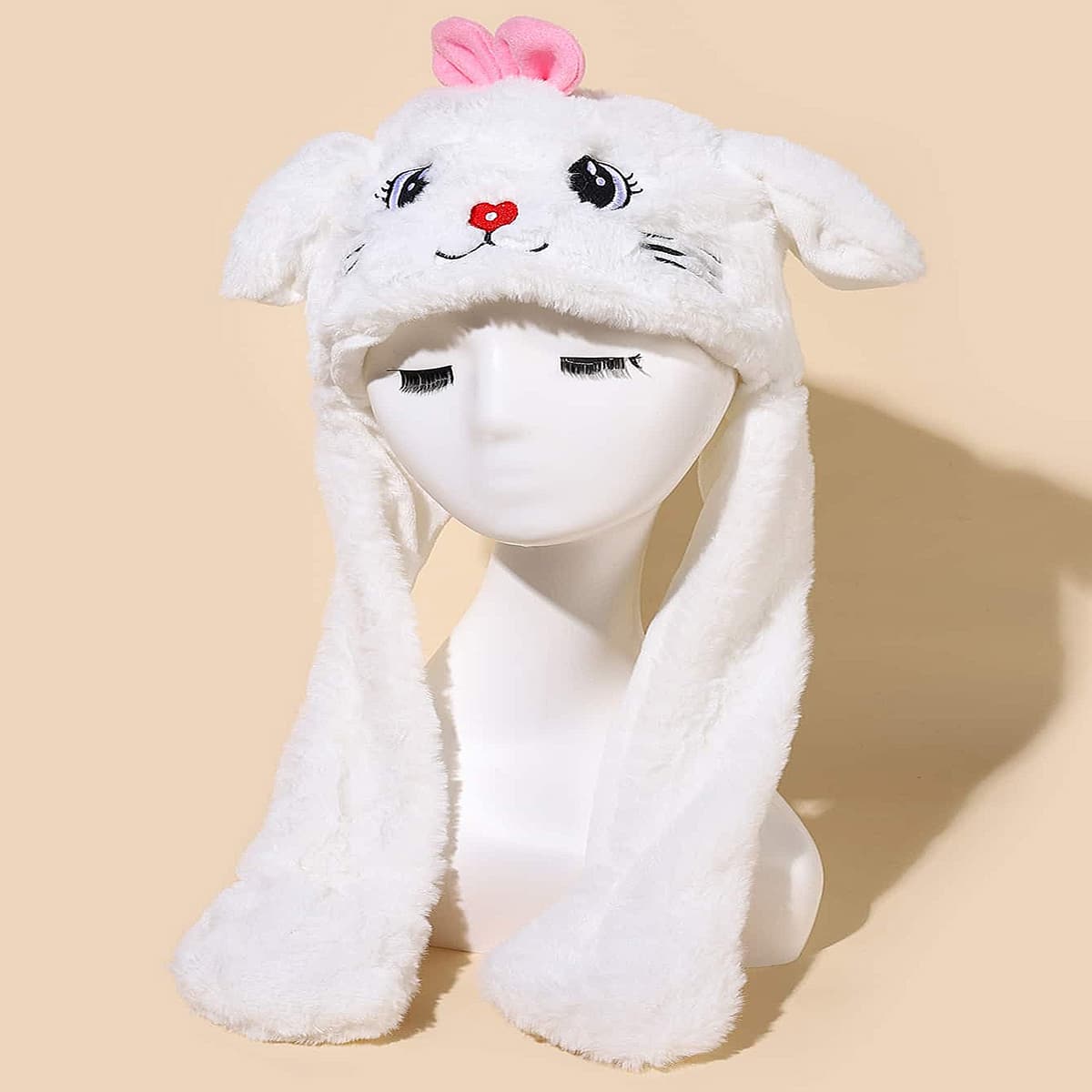 

Cartoon Graphic Ear Decor Fluffy Hat, White