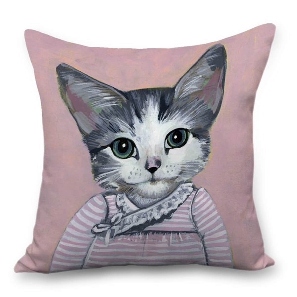 

Cat Print Cushion Cover Without Filler, Multicolor