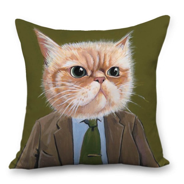 

Cat Print Cushion Cover Without Filler, Multicolor