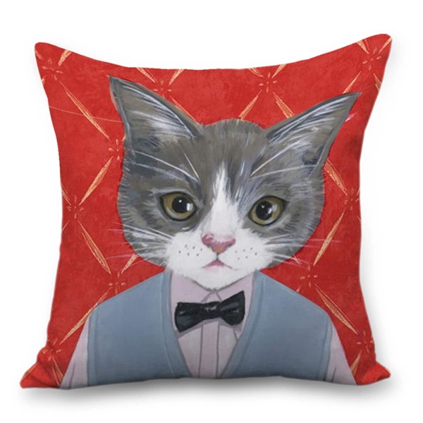 

Cat Print Cushion Cover Without Filler, Multicolor
