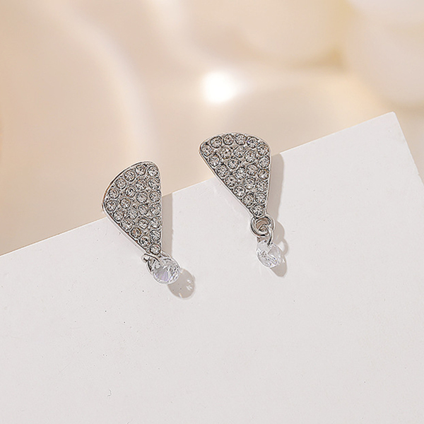 

Zircon Decor Alloy Earrings, Silver