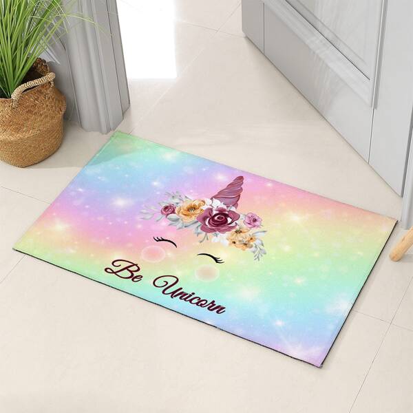 

Kids Cartoon Unicorn Print Floor Carpet, Multicolor