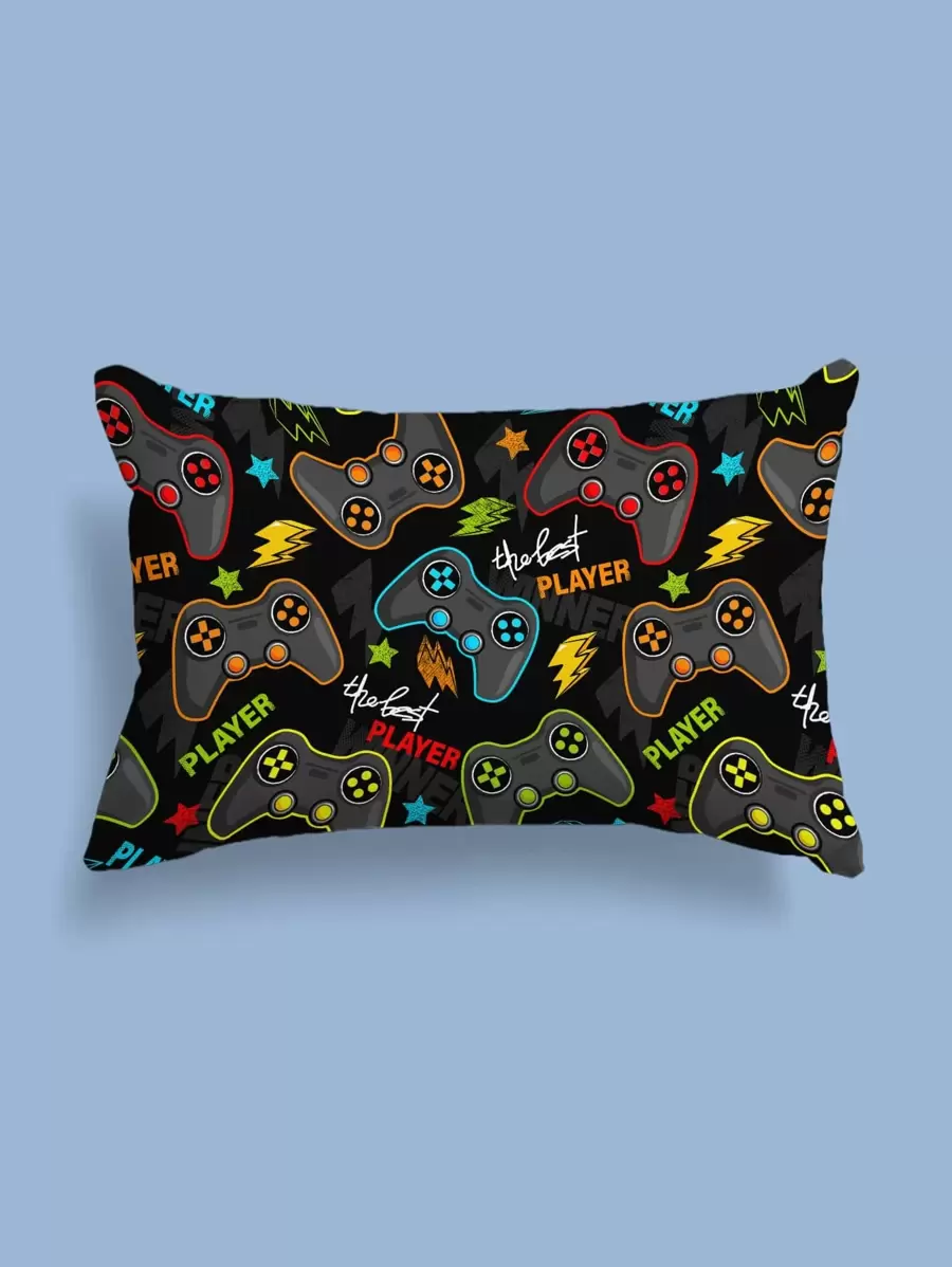 Gamepad Print Lumbar Pillow Cover Without Filler, Cute Throw Pillow Cover, Pillow Insert Not Include, For Sofa, Living Room - Multicolor - View 1