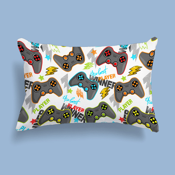 

Kids Gamepad Print Lumbar Pillow Cover Without Filler, Multicolor