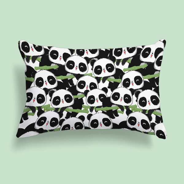 

Kids Panda Print Lumbar Pillow Cover Without Filler, Multicolor