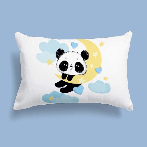 

Kids Panda Print Lumbar Pillow Cover Without Filler, Multicolor
