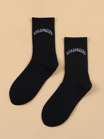 Men Letter Graphic Crew Socks