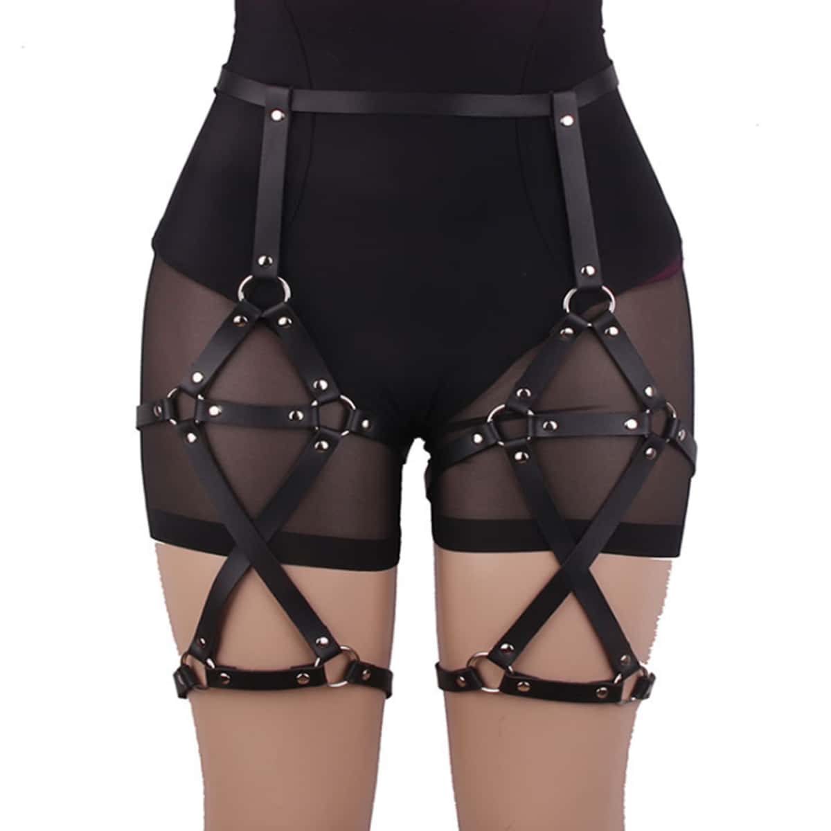 

Ring Linked Garter Belt, Black