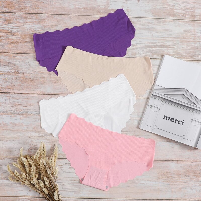 

4pack Scallop Trim Seamless Panty Set, Multicolor