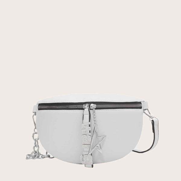 

Rhinestone Decor Fanny Pack, Beige