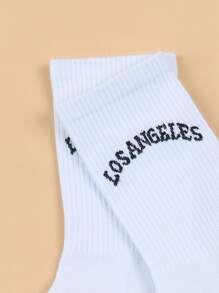 Men Letter Graphic Crew Socks - White - View 4