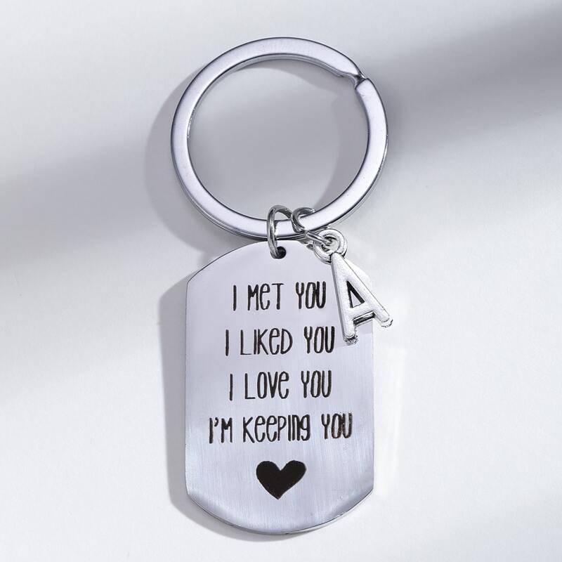 

Letter Graphic Alloy Keychain, Silver