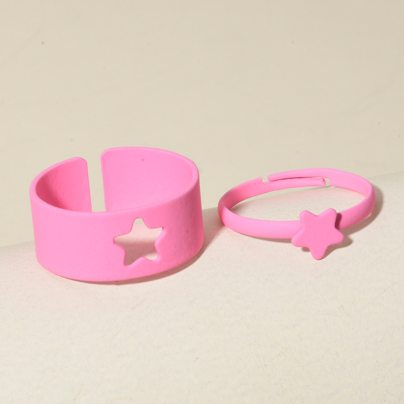 

2pcs Star Design Ring, Pink