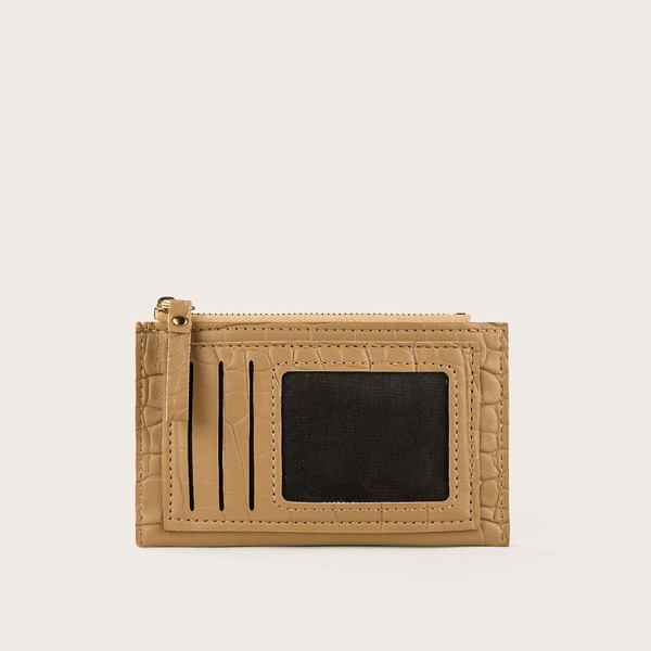 

Croc Embossed Card Holder, Khaki
