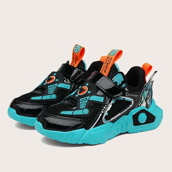 

Boys Velcro Strap Mesh Chunky Sneakers, Black