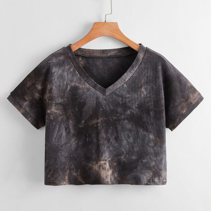 

Tie Dye Ribbed Crop Tee, Multicolor