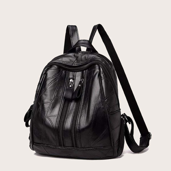

Double Zip Front Backpack, Black