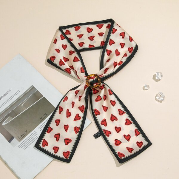 

Heart Print Scarf Buckle, Multicolor