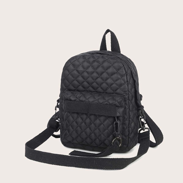 

Quilted Pocket Front Backpack, Black