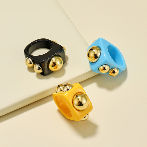 

3pcs Resin Ring, Multicolor