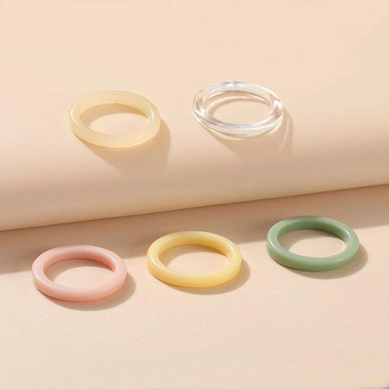 

5pcs Resin Ring, Multicolor
