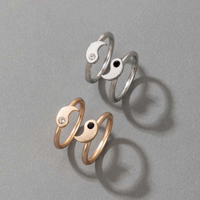 

4pcs Yin & Yang Design Ring, Multicolor