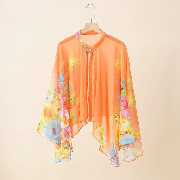 

Floral Print Scarf, Orange