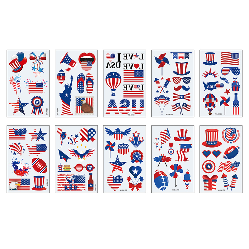 

2sheets American Flag Tattoo Sticker, Multicolor