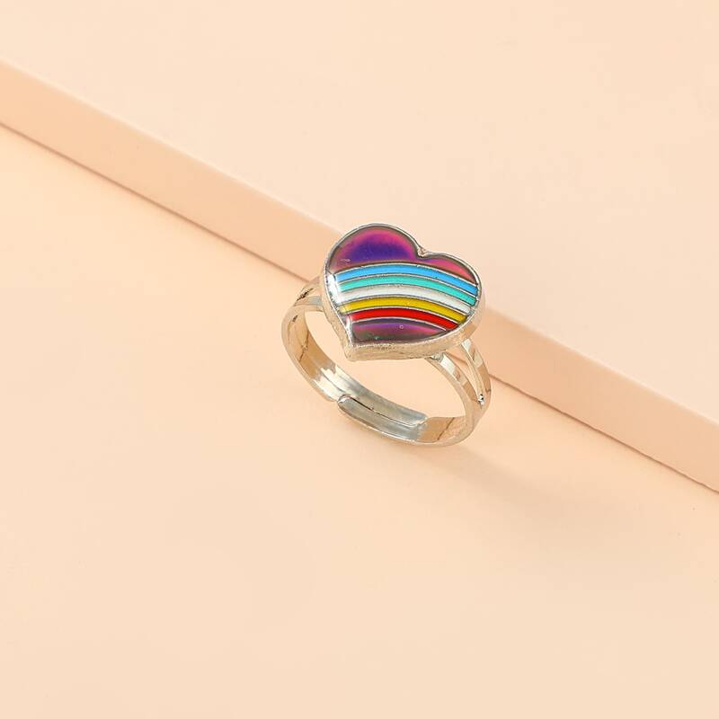 

Rainbow Heart Decor Ring, Multicolor