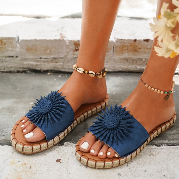 

Applique Slide Sandals, Blue