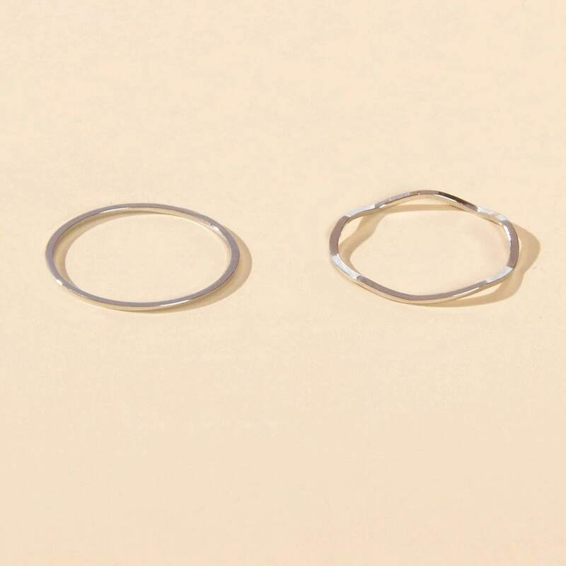 

2pcs Simple Ring, Silver