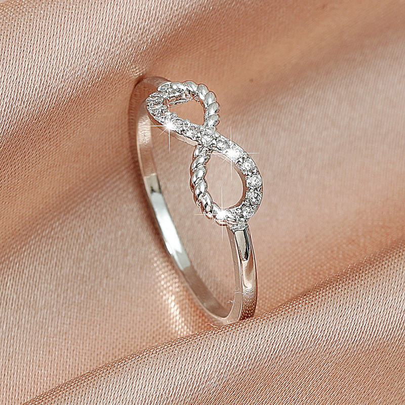 

Rhinestone Decor Design Ring, Silver