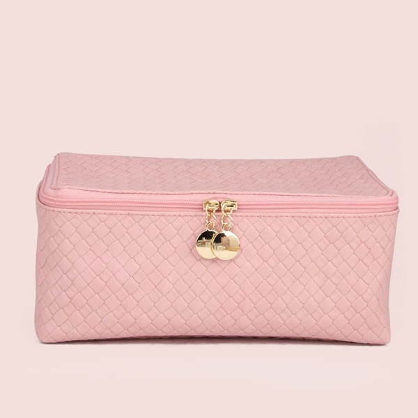 

Braided Square Makeup Bag, Pink