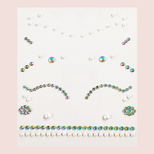 

1sheet Faux Pearl & Rhinestone Eye Tattoo Sticker, Multicolor