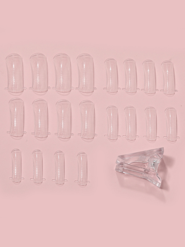 Mettez instantanément votre apparence à niveau, avec 20 pièces d'ongles longs transparents style 'Coffin', pour salon de manucure maison, rallonge d'ongles et pression sur ongles, fournitures de nail art.