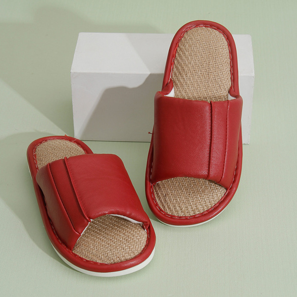 

Minimalist Open Toe Bedroom Slippers, Red