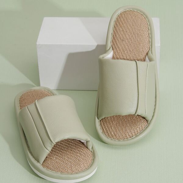 

Minimalist Open Toe Bedroom Slippers, Green