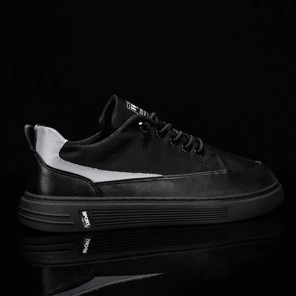

Men Two Tone Lace Up Front Sneakers, Black