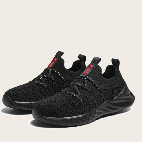 

Boys Letter Graphic Knit Sneakers, Black