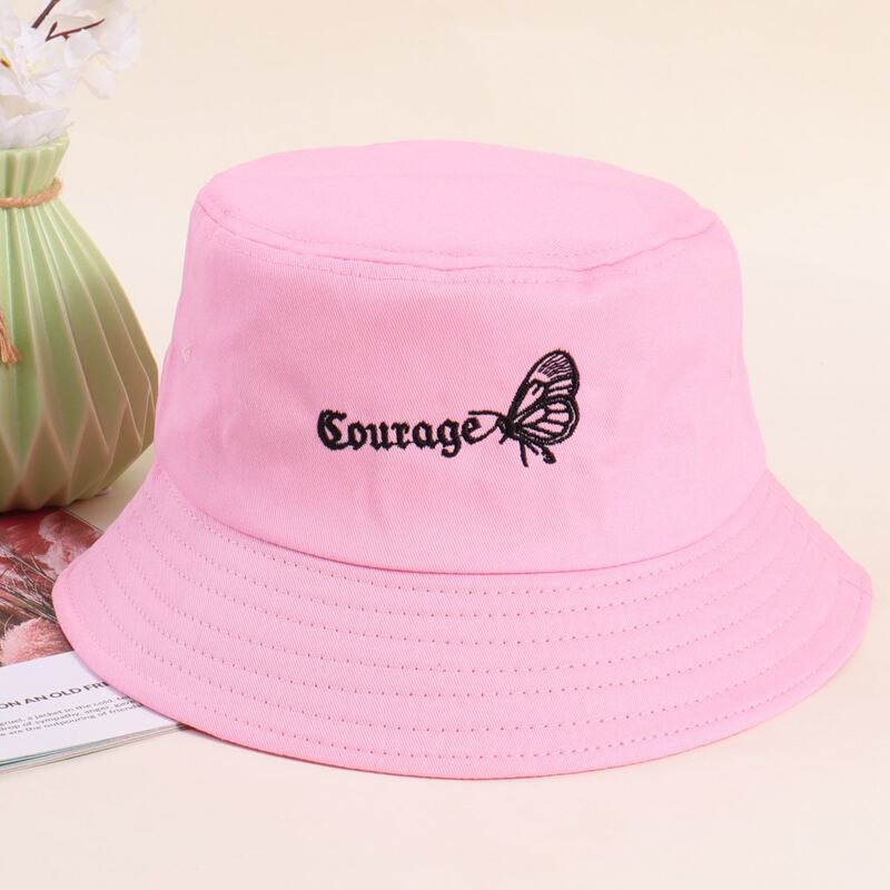 

Letter Embroidery Bucket Hat, Pink