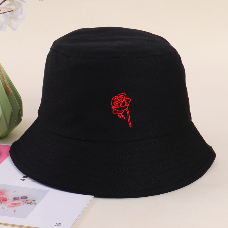

Floral Embroidery Bucket Hat, Black