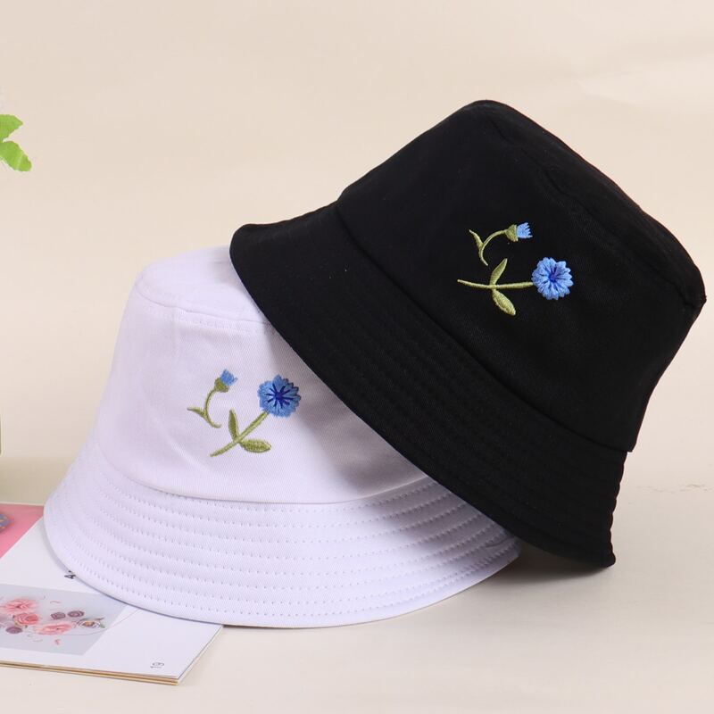 

2pcs Floral Embroidery Bucket Hat, Multicolor