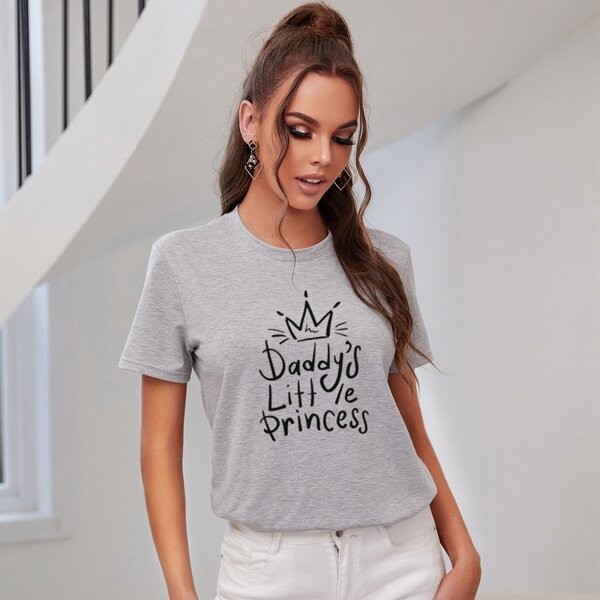 

Letter Graphic Short Sleeve Tee, Grey