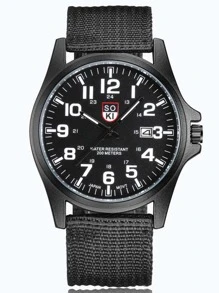 1入組男士圓形指针石英手錶和3入組手鐲 - 黑色 - 查看 3