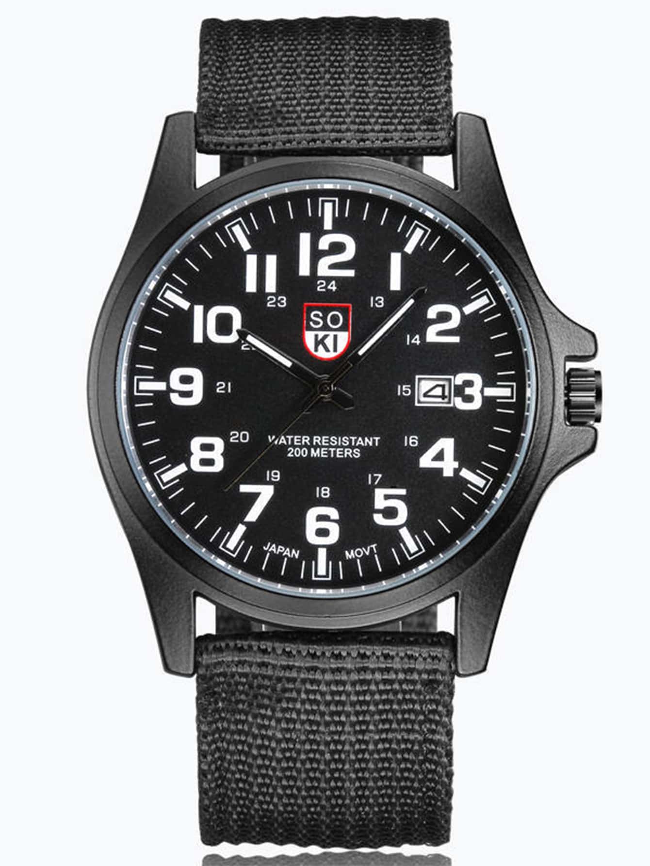 1 đồng hồ thạch anh chỉ ngày cho nam và 3 vòng tay - màu đen - Xem 3