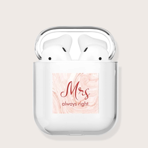 

Letter Graphic Clear Case For Airpods, Multicolor